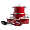 KitchenAid Pannenset Rood met Garde en Sauslepel